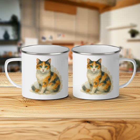 Adorable Calico Cat Design White Cupset Product