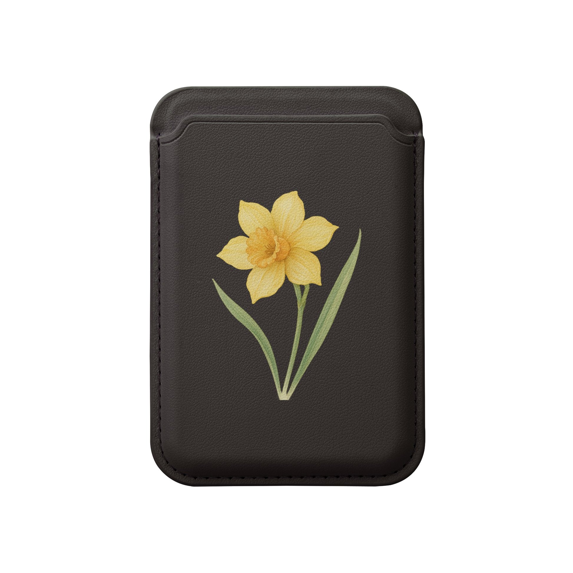 Daffodil Print Black Card Holder Small Pouch product type