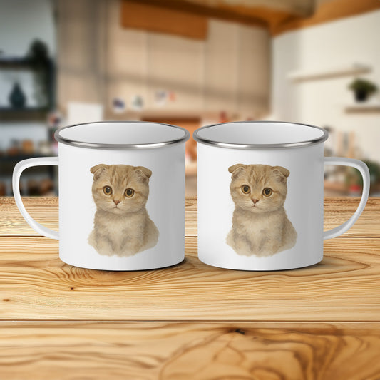 Cute Kitten Design White Enamel Coffee Mug product