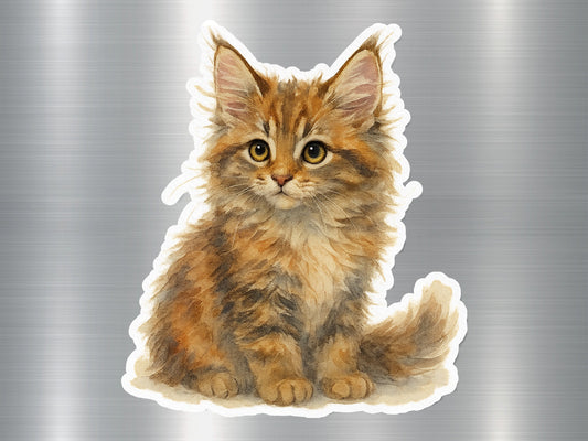 Adorable Fluffy Brown Kitten Sticker Cute Cat product