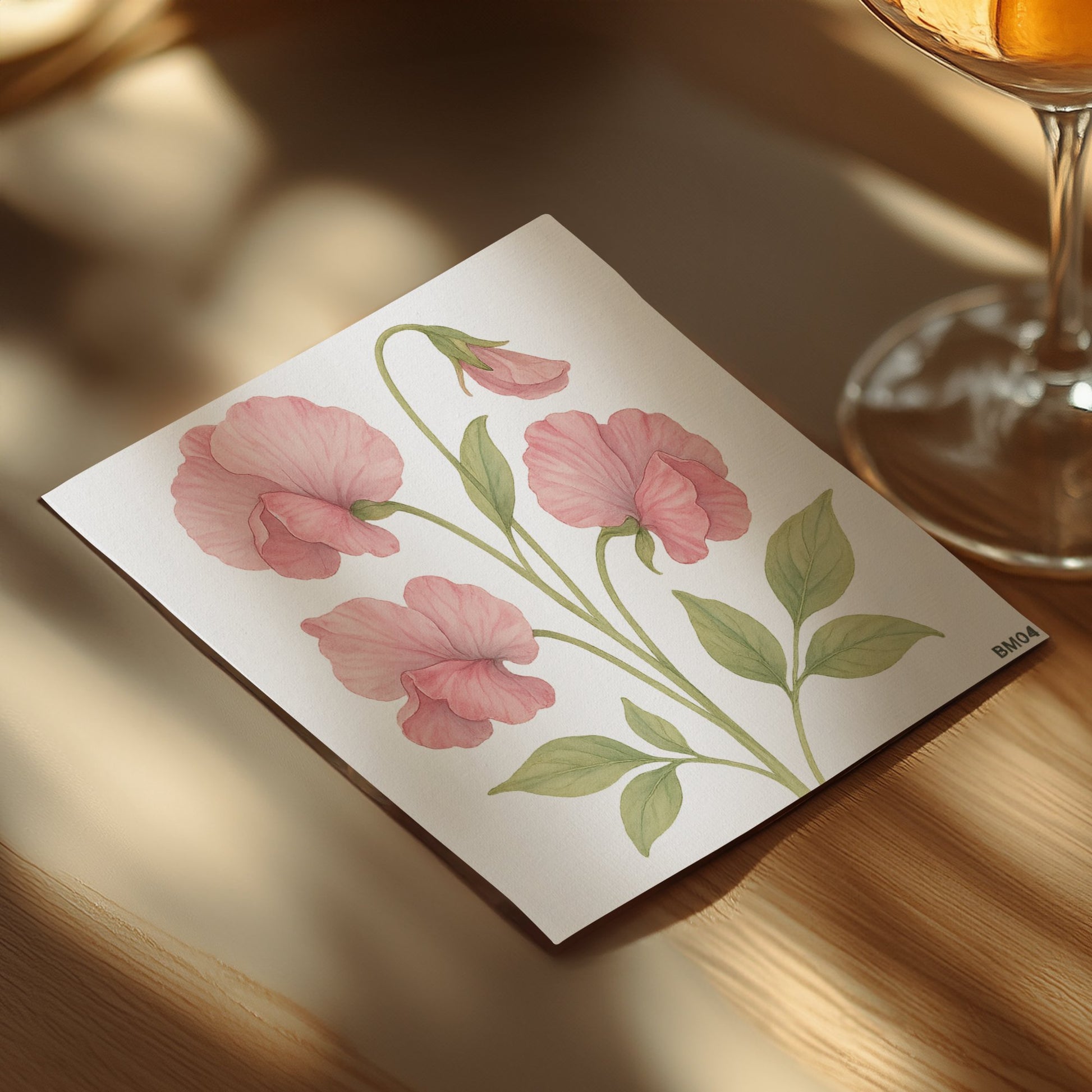 Beautiful Delicate Pink Floral Illustrated Art product