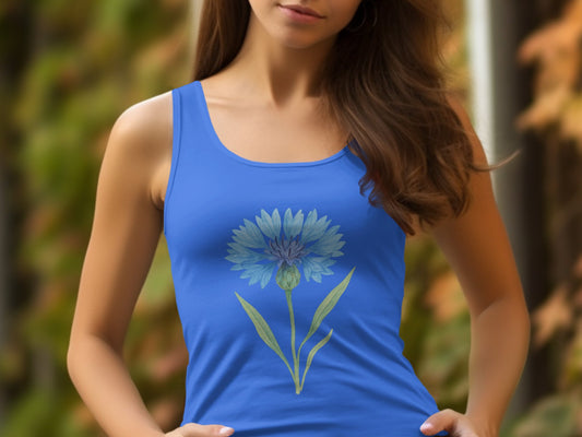 Cornflower Blue Women's Sleeveless Floral Tank product