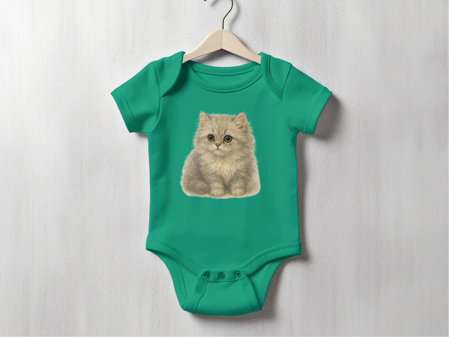 Cute Kitten Graphic on Green Baby Onesie product type