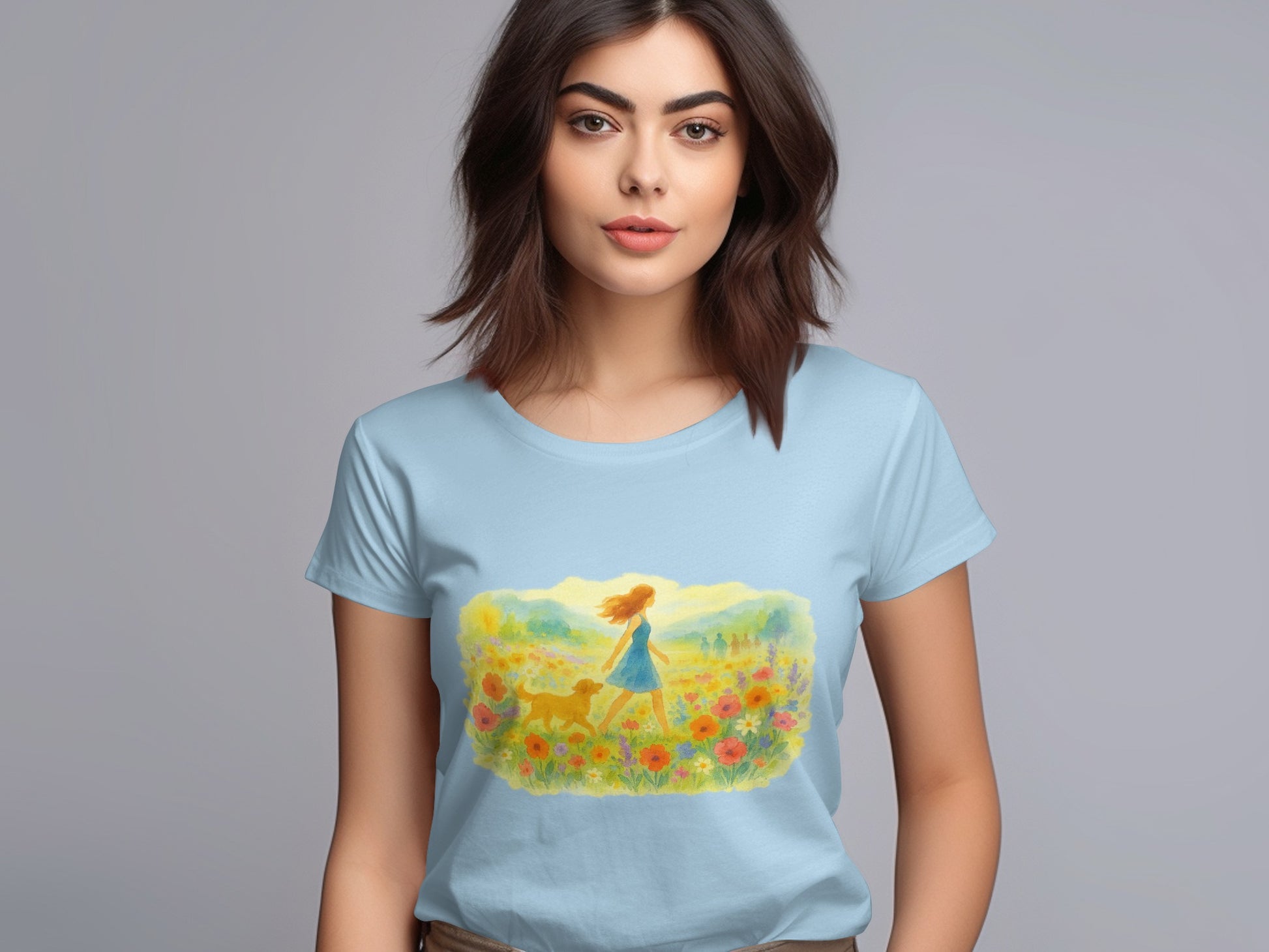 Scenic Flower Field Print on Women's T-Shirt product