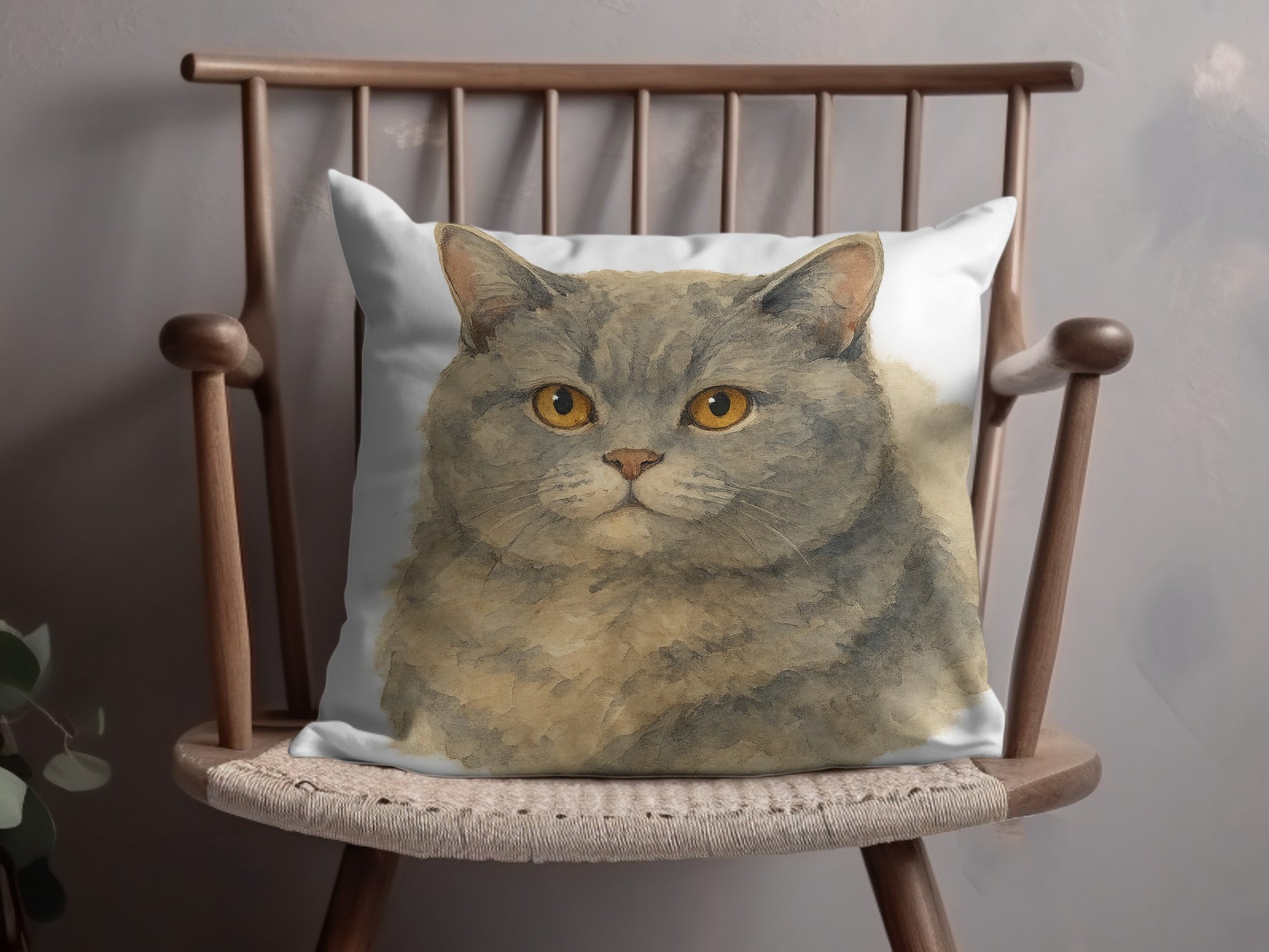 Adorable Grey Cat Print Decorative Cushion product