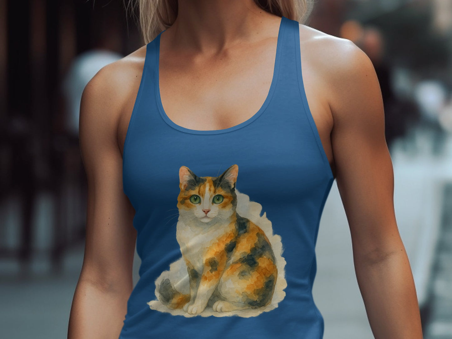 Colorful Calico Cat Print on Sleeveless Top product