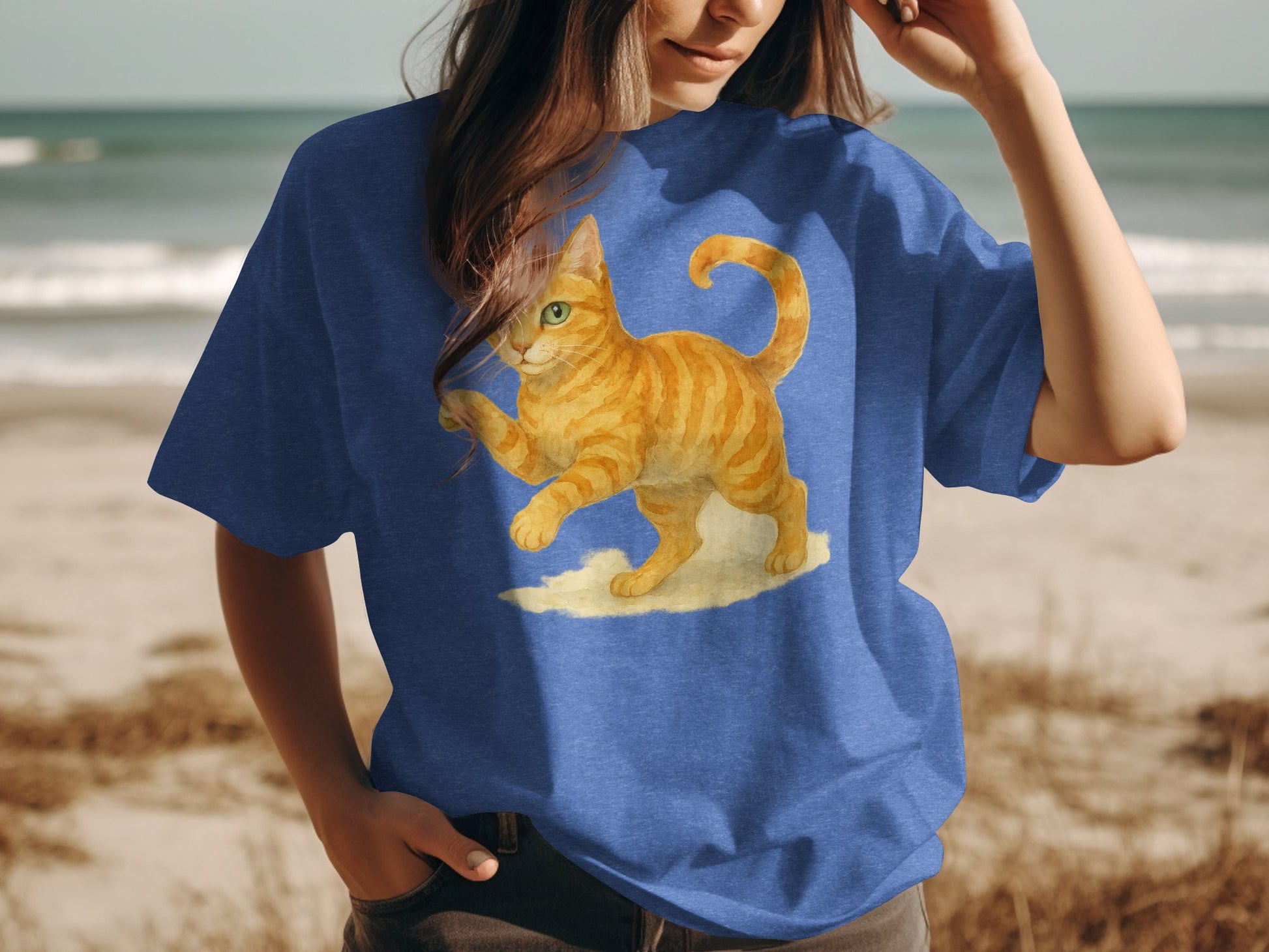 Cute Playful Orange Cat Graphic Tee product type