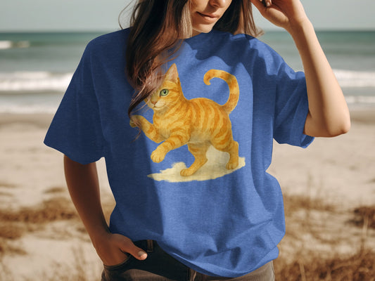 Cute Playful Orange Cat Graphic Tee product type