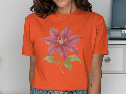 Bright Orange T-Shirt with Large Floral Print product type