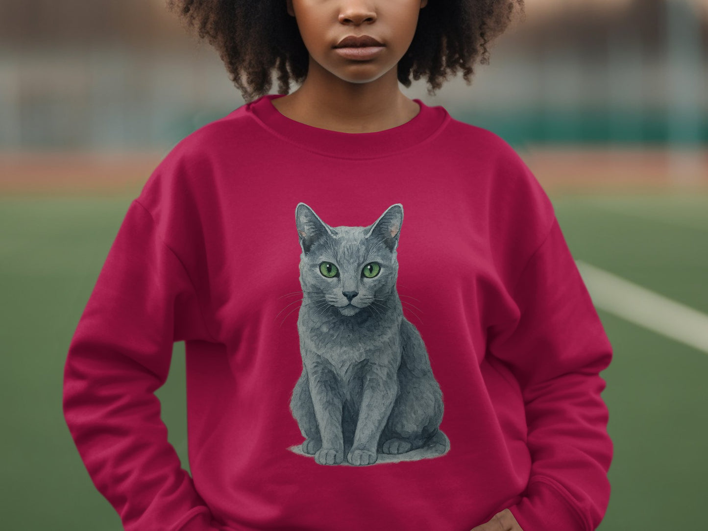 Red Sweatshirt with Realistic Cat Print product