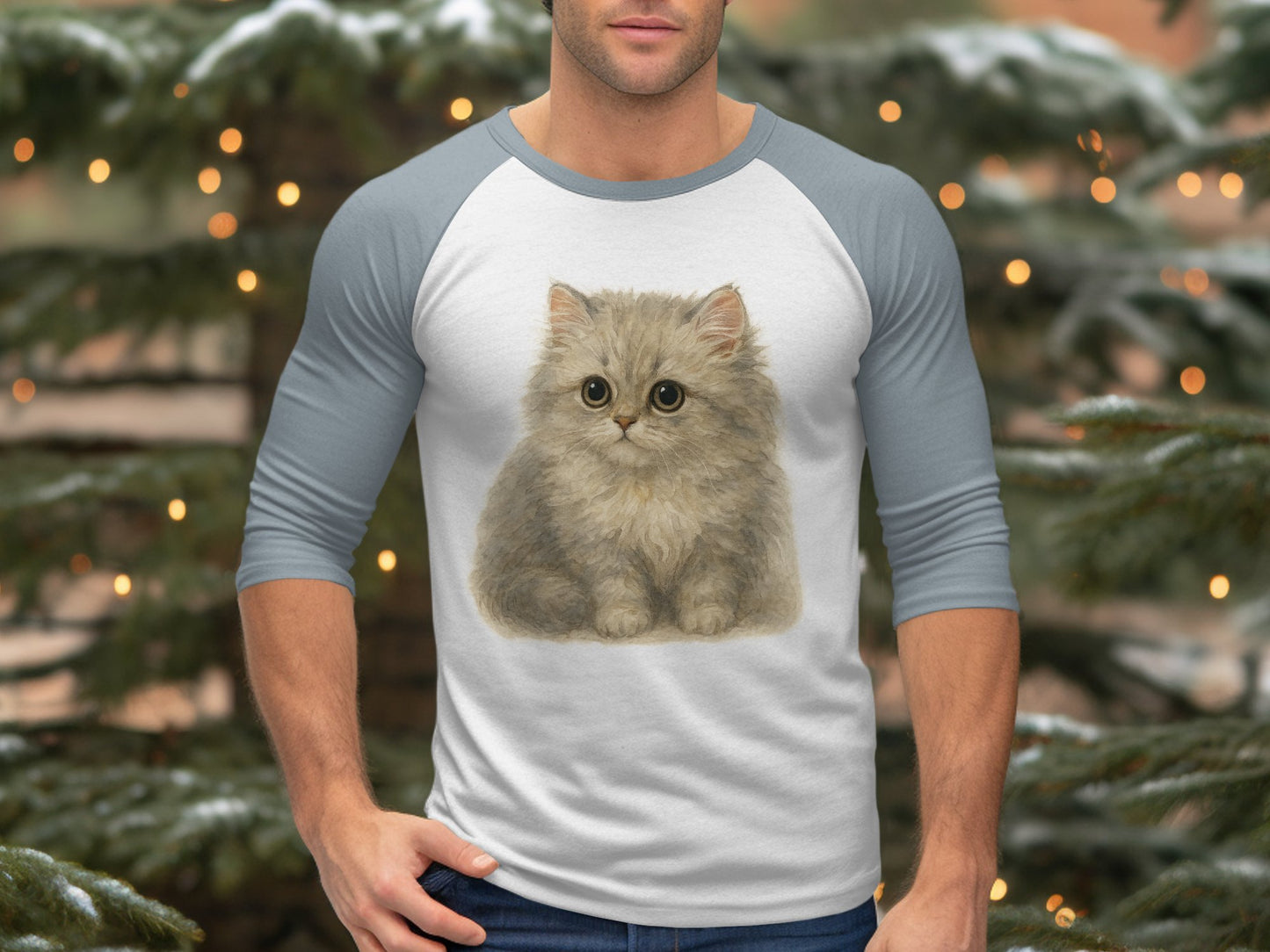Adorable Kitten Print Long Sleeve Raglan Product Type