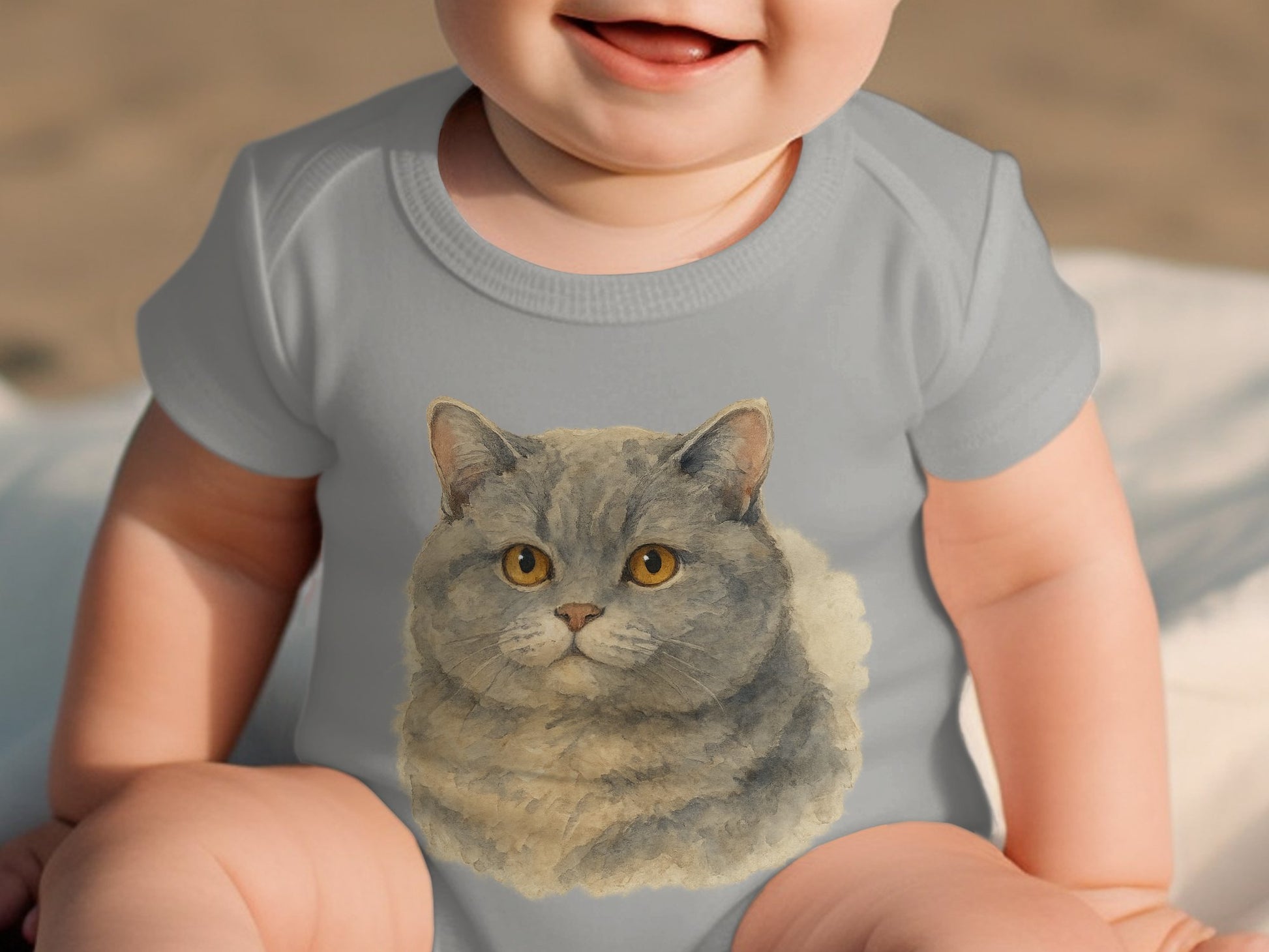 Adorable Baby Bodysuit with Detailed Cat Design product