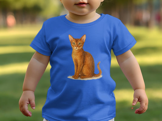 Cute Cat Illustration on Blue Toddler T-shirt product