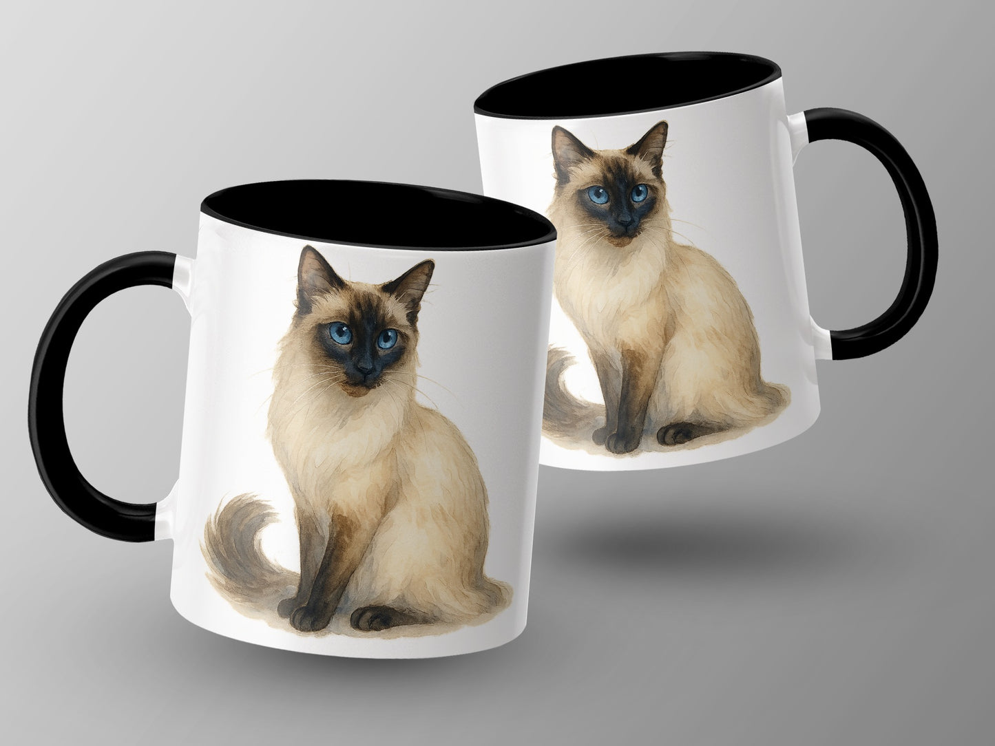 Adorable Siamese Cat Artwork Ceramic Coffee Mug product type