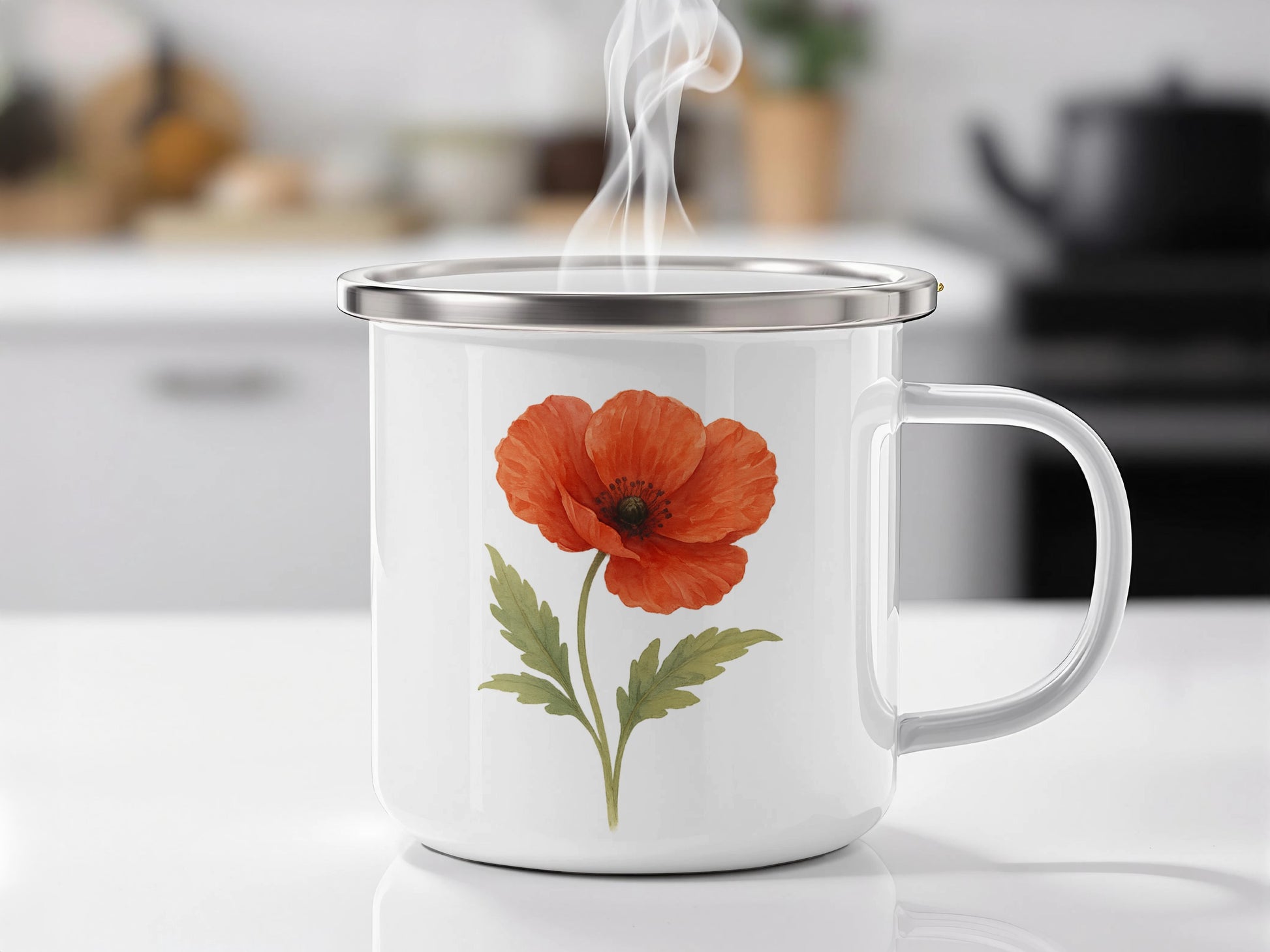Poppy Flower Design Stainless Steel Coffee Mug product