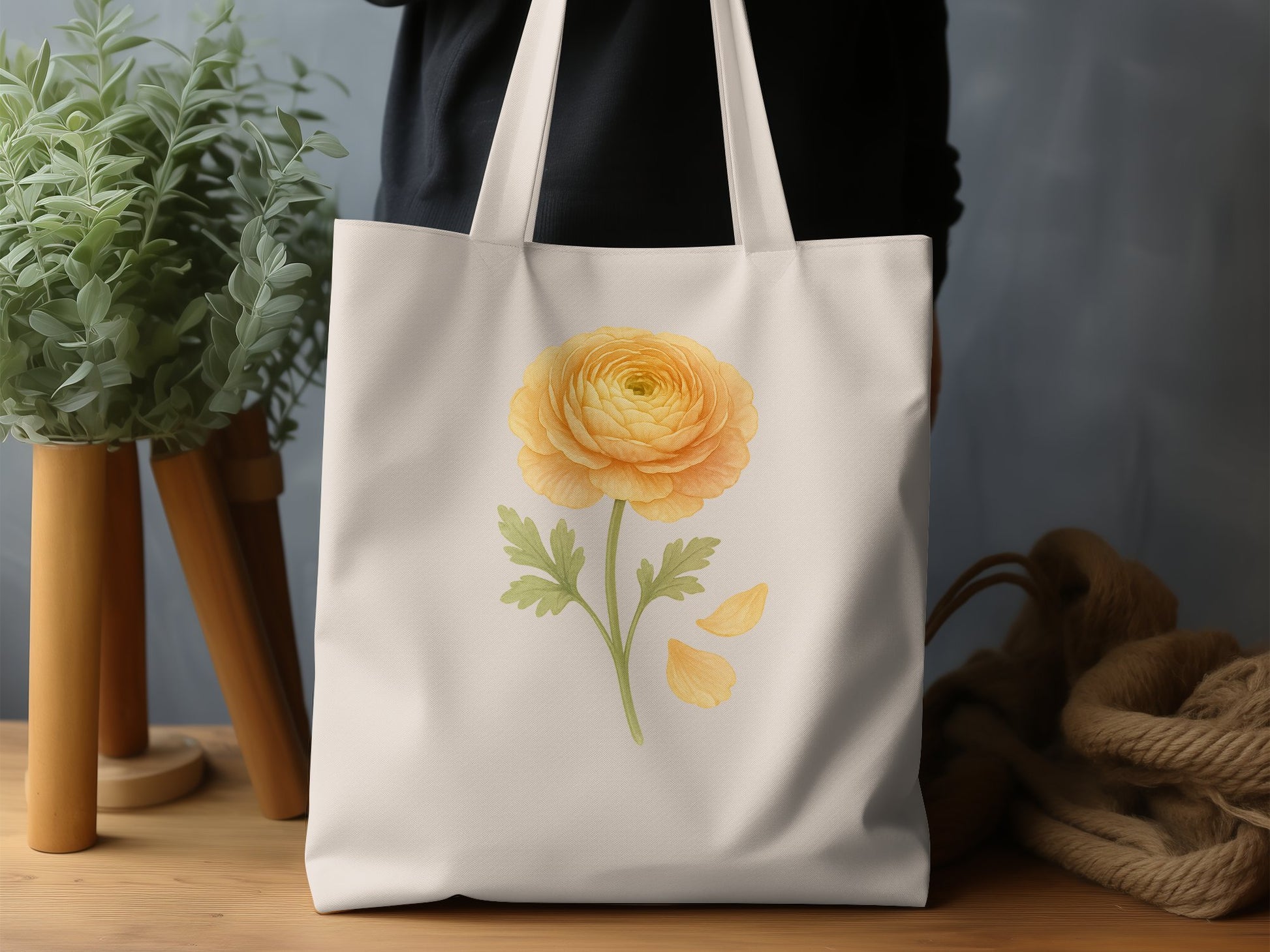 Elegant Floral Design White Tote Bag Product