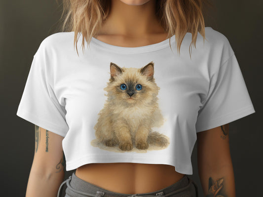 Adorable Fluffy Kitten Design Women's Crop Top product