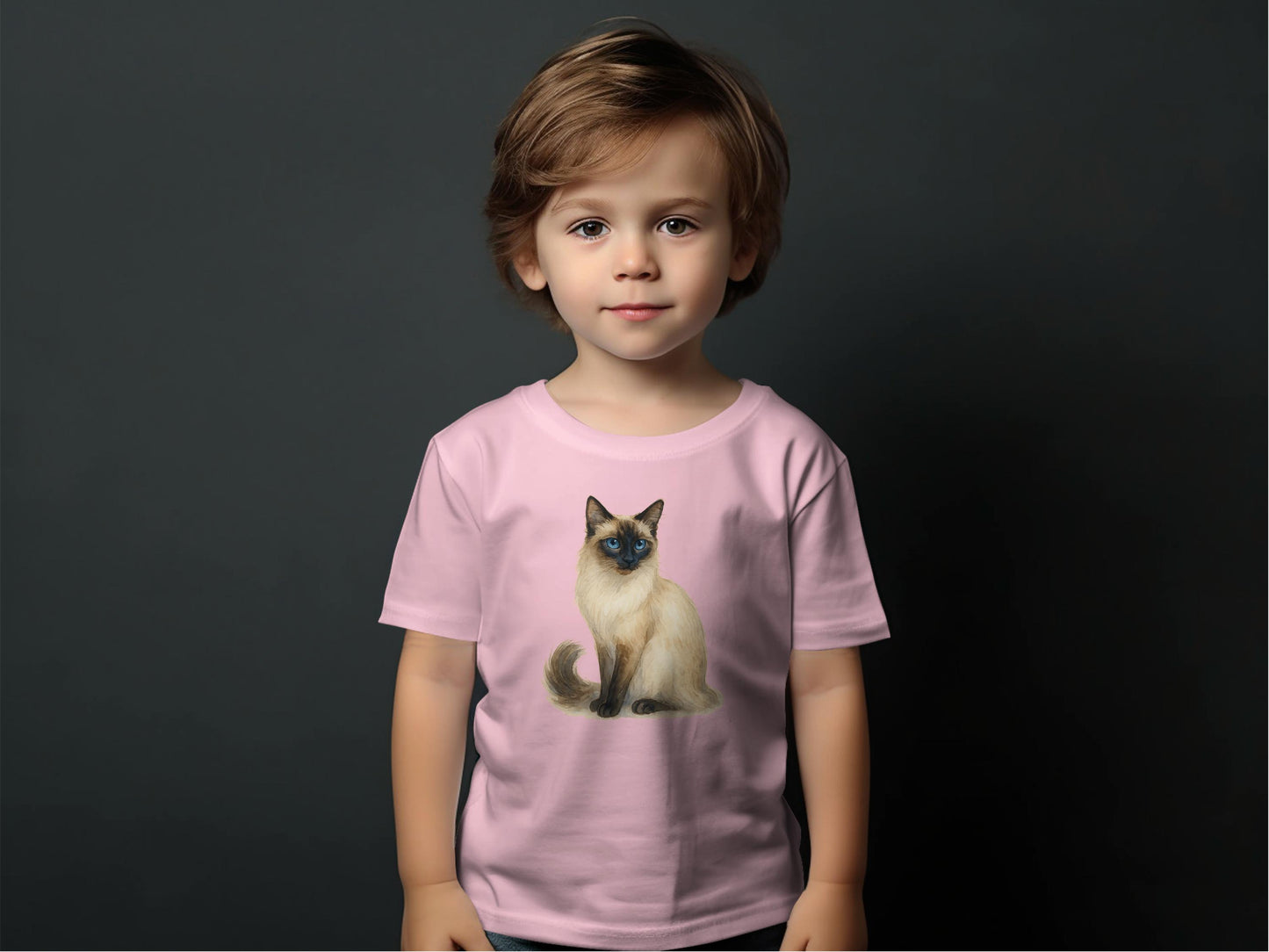 Adorable Siamese Cat Print on Pink T-Shirt product type