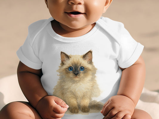 Adorable Blue Eyes Fluffy Cat Baby Onesie product type