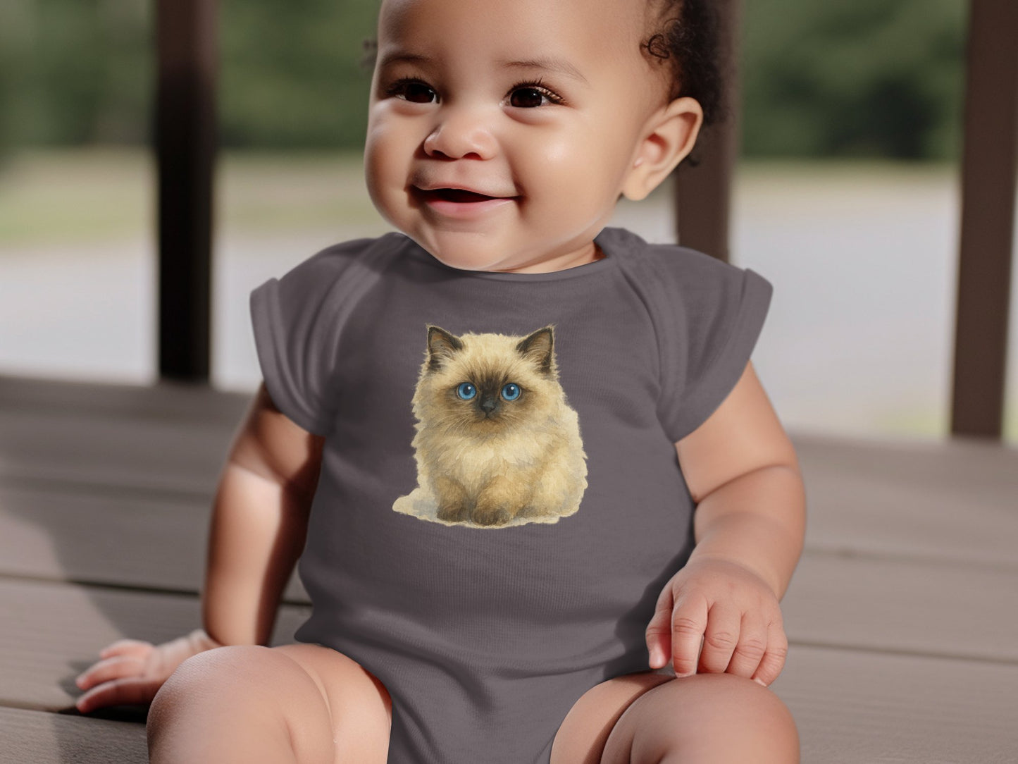 Adorable Blue-eyed Kitten Baby Bodysuit product