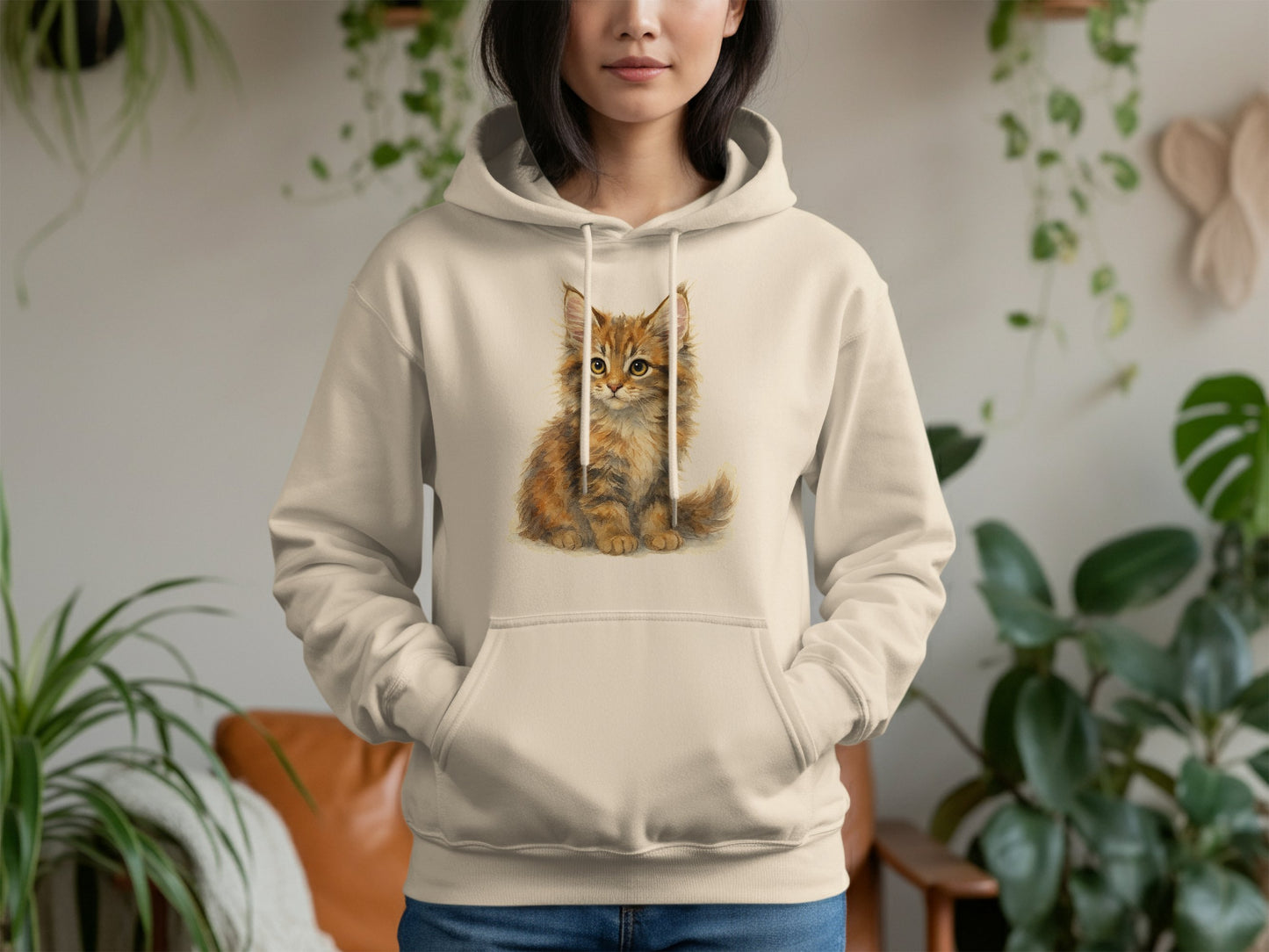 Adorable Kitten Design Cozy Hooded Sweatshirt product type
