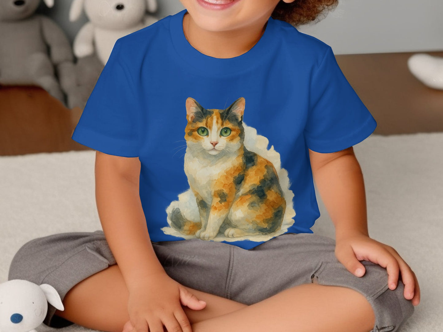Cute Calico Cat Graphic T-Shirt for Kids product type