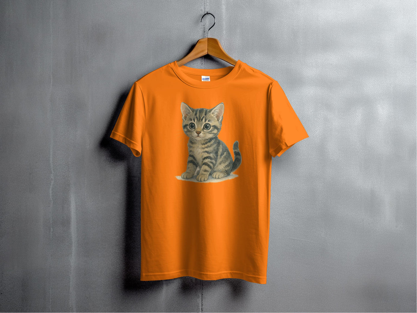 Cute Kitten Graphic Print on Orange T-shirt product