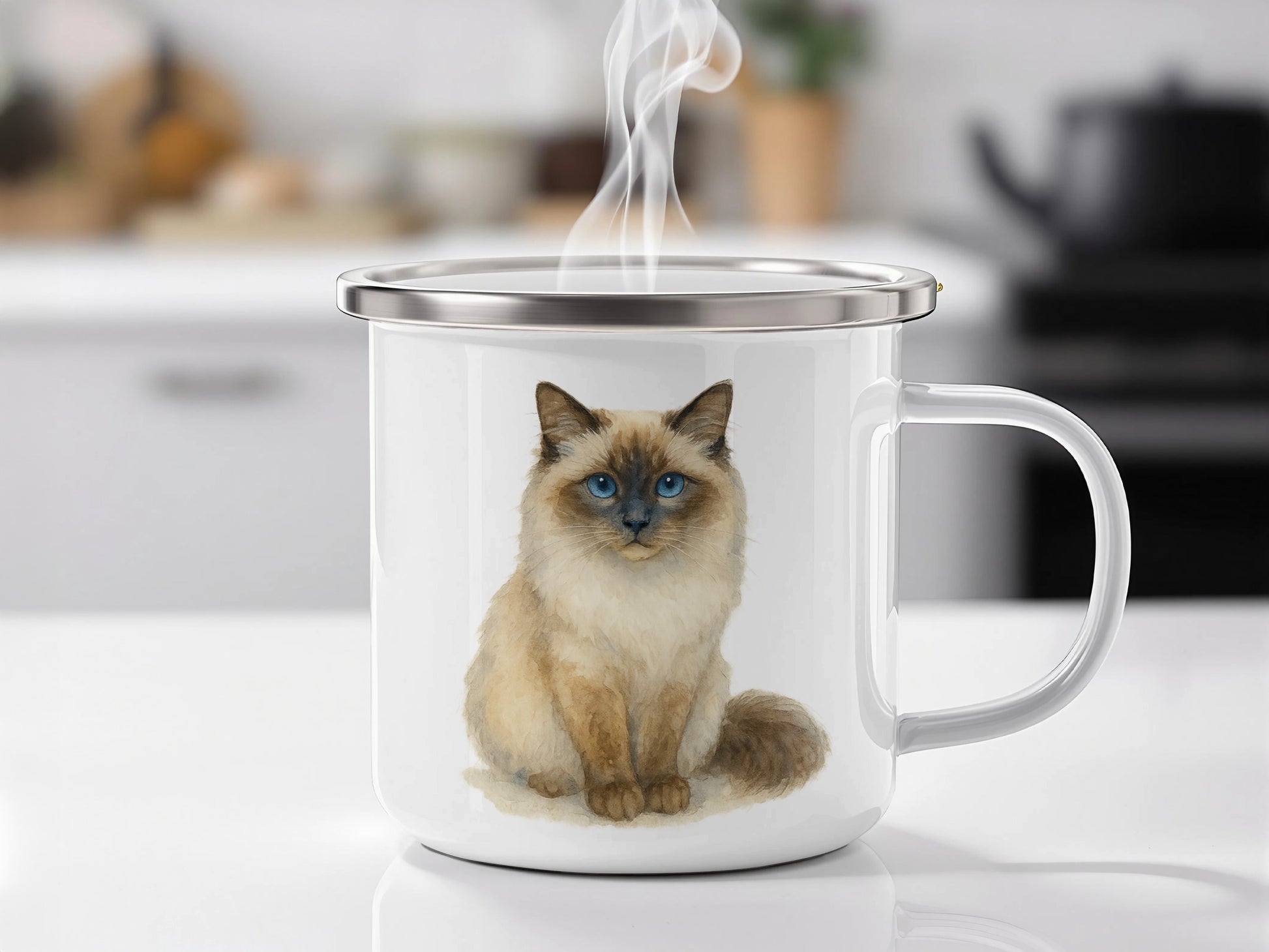 Adorable Cat Design Coffee Mug Hot Beverage Product