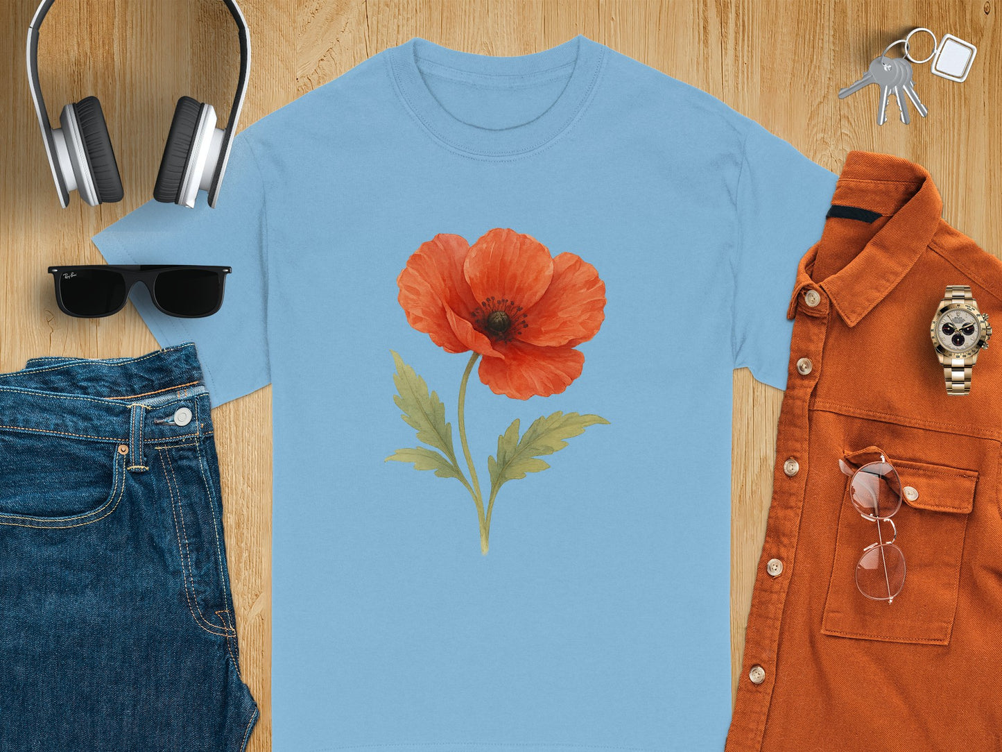 Red Poppy Blossom Graphic Tee Casual Wear product type