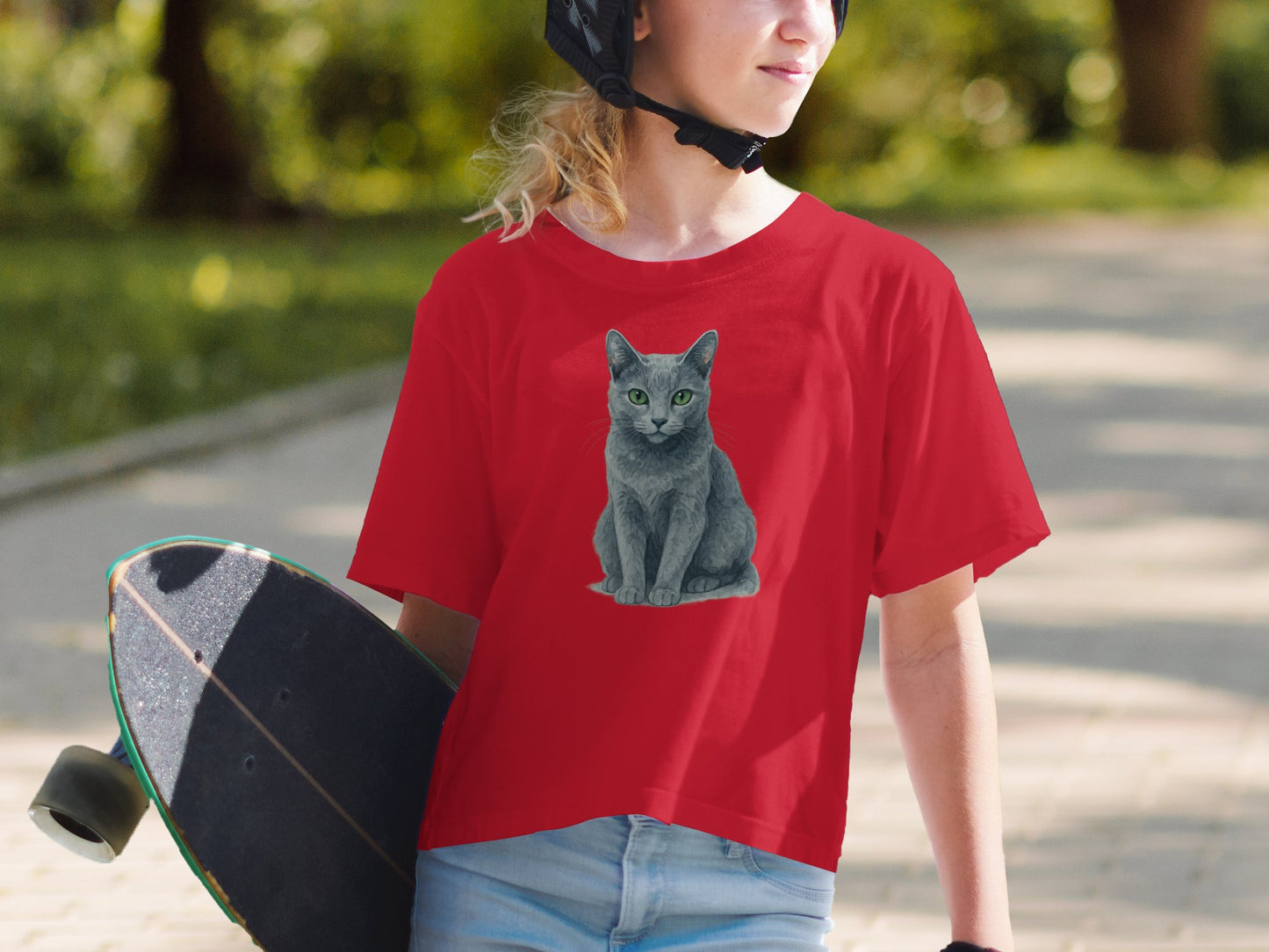 Cat Art Printed on Red Casual T-Shirt product type