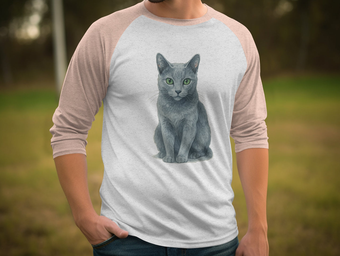 Cat Print Raglan 3/4 Sleeve Baseball Tee Shirt product