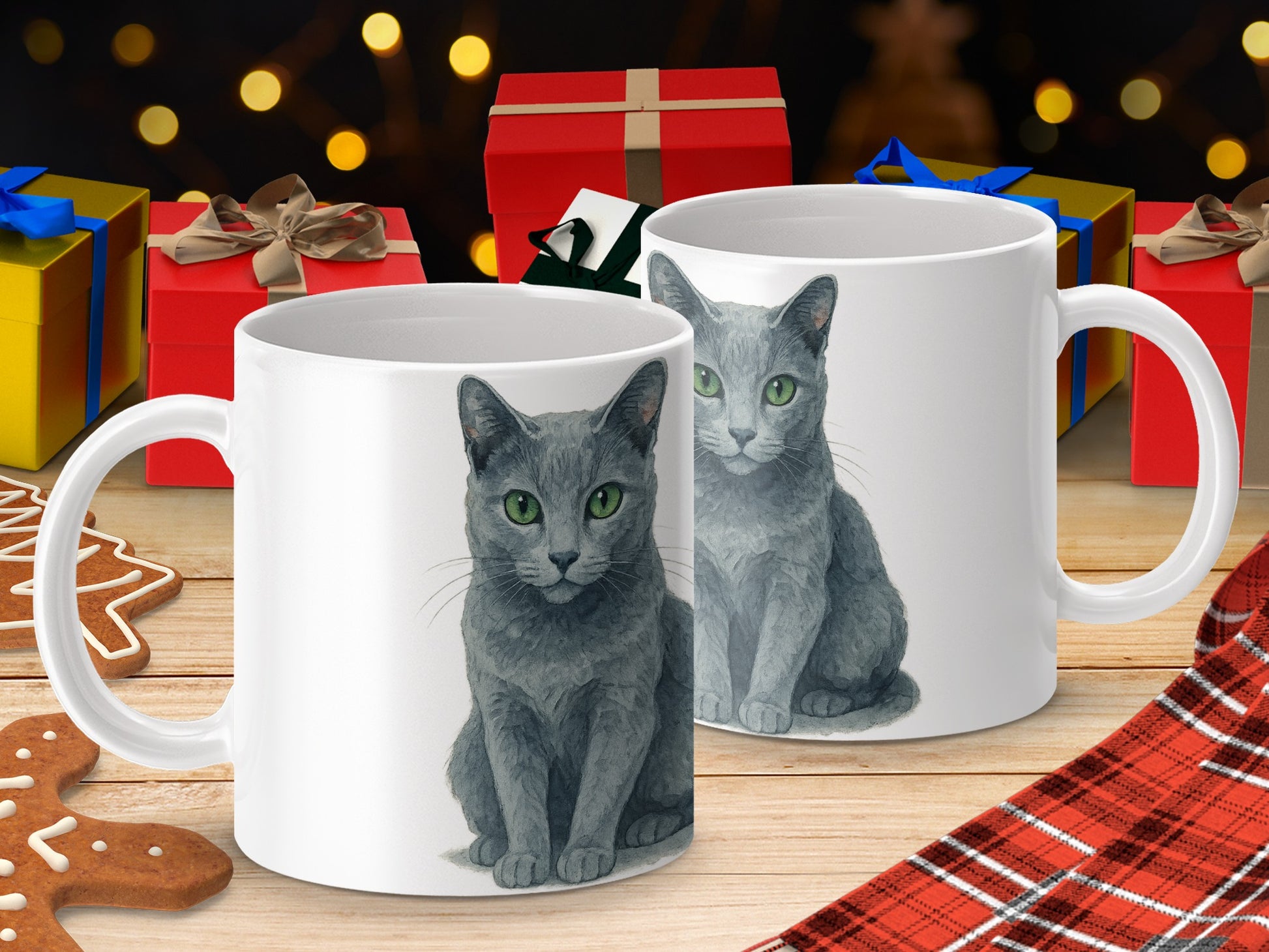 Cat Illustration Christmas Gift Mug product type