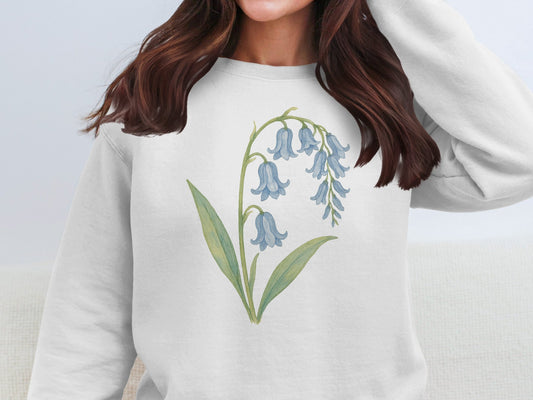 Floral Design Sweatshirt with Bluebells Illustration product type