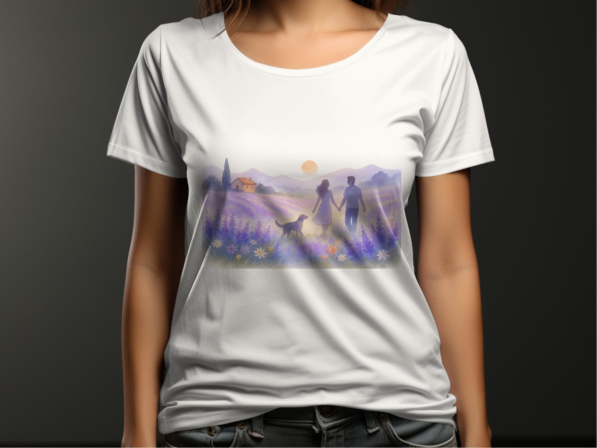 Romantic Countryside Silhouette Graphic T-Shirt product