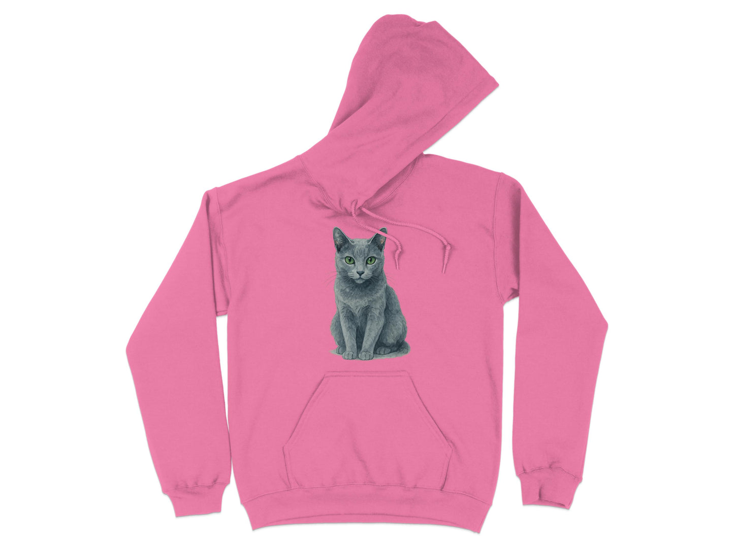 Pink Hoodie with Blue Cat Graphic Design product type