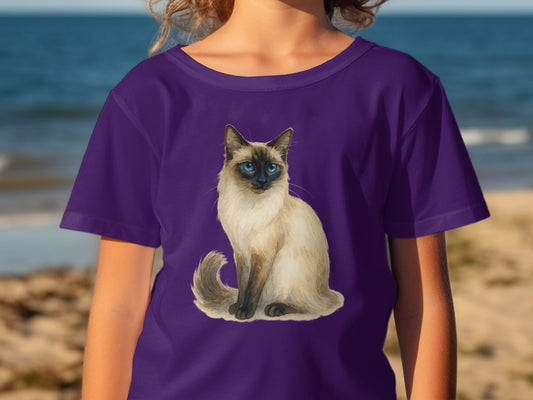 Cute Blue-Eyed Siamese Cat Graphic Printed Shirt product type