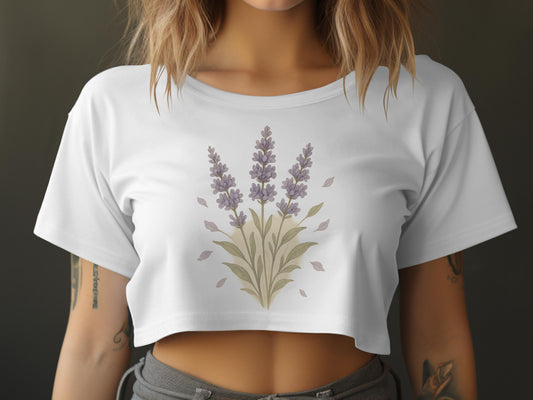 Stylish Crop Top with Lavender Floral Design product type