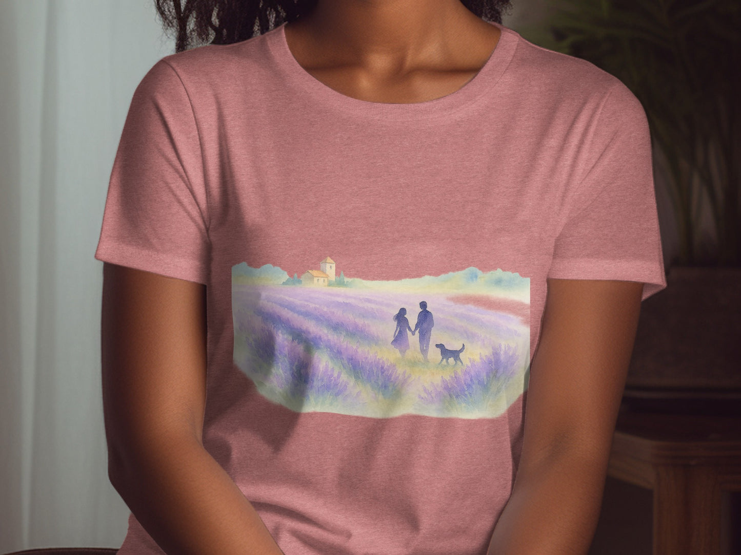 Lavender Field Couple Silhouette Art T-Shirt product