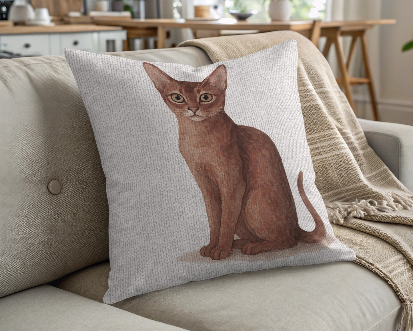 Elegant Cat Illustration Design Throw Pillow product