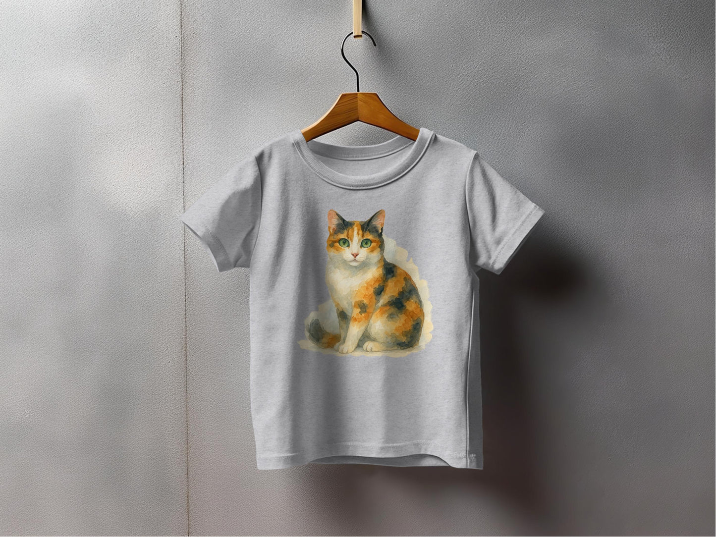 Adorable Calico Cat Print on Grey Kids T-Shirt product