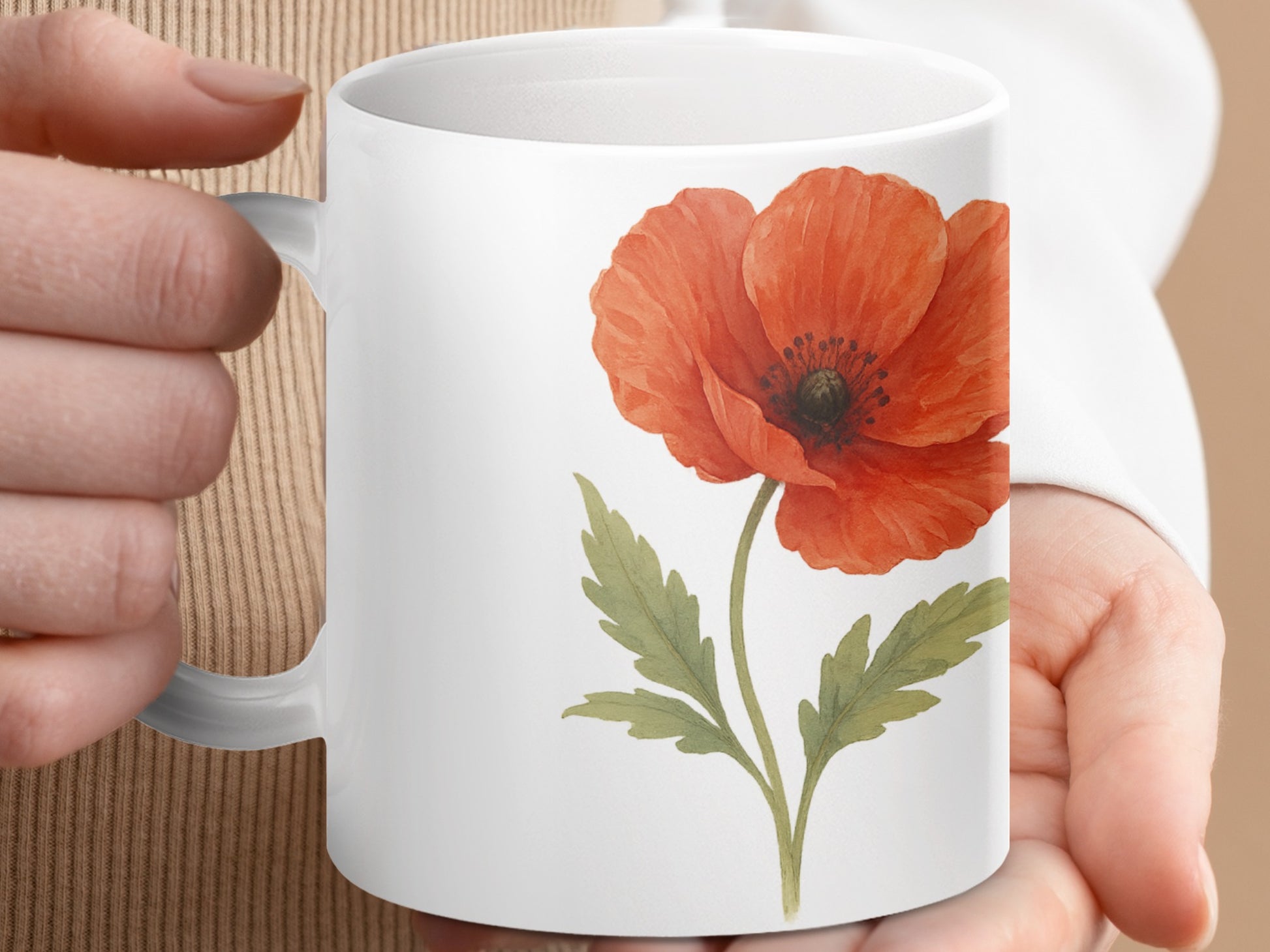 Beautiful Red Poppy Flower Design Mug product