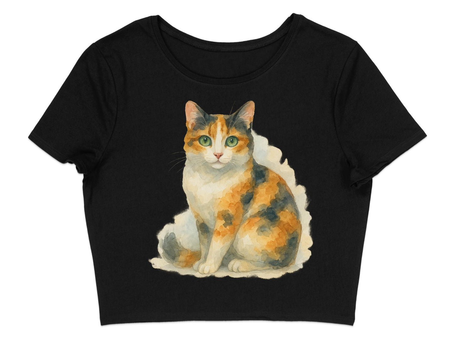 Calico Cat Print Short Sleeve Black T-Shirt product