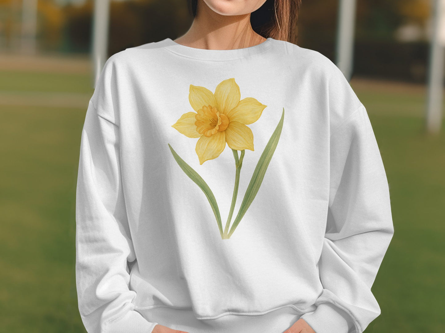 Bright Yellow Daffodil Graphic Print Sweatshirt product type
