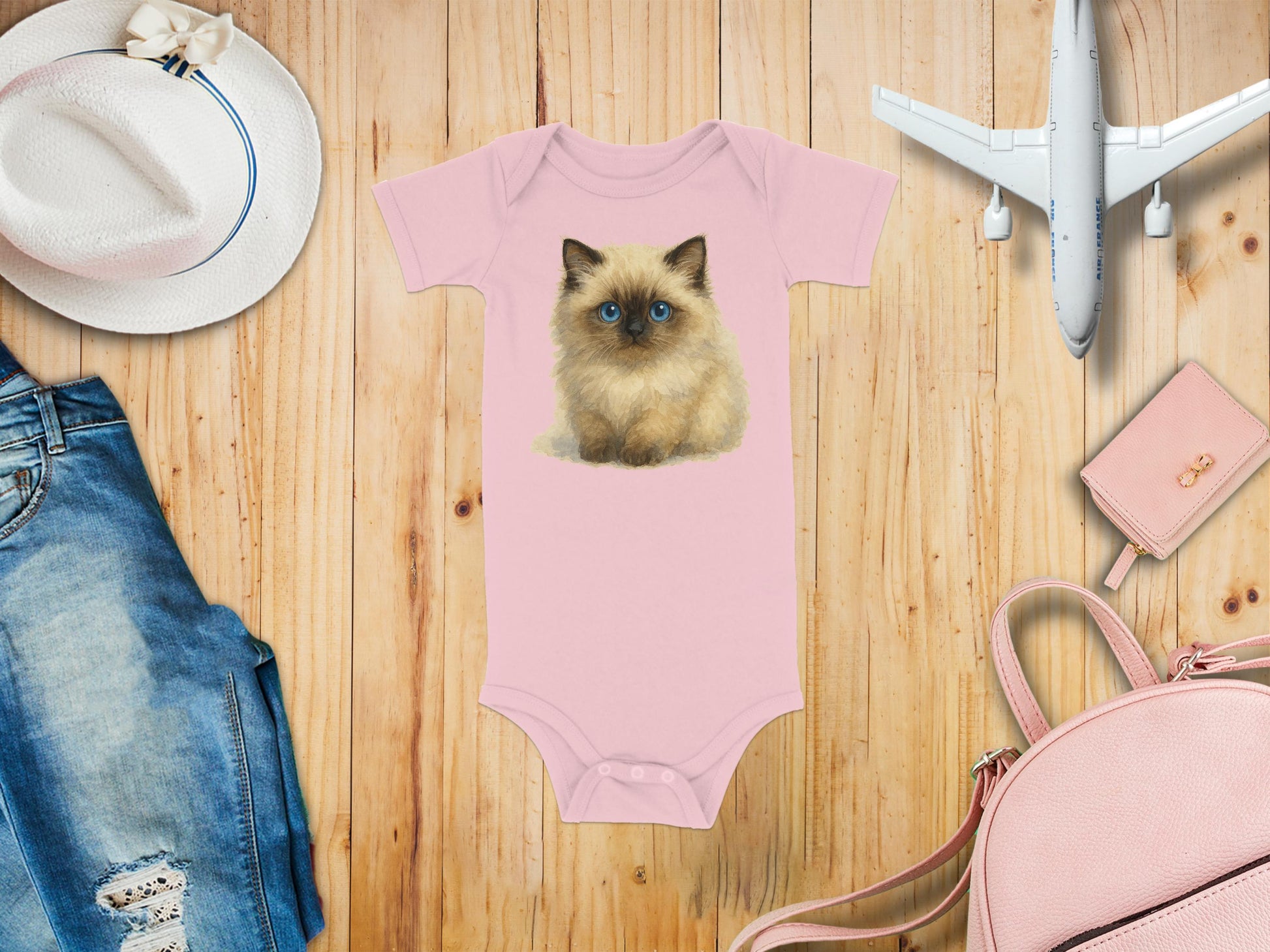 Adorable Kitty Pink Infant Short Sleeve One-Piece product