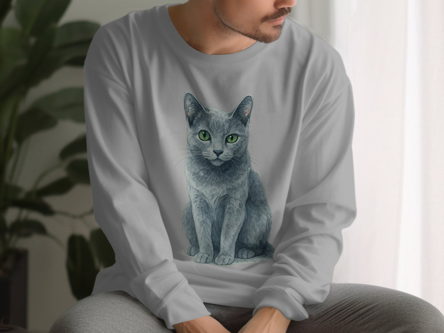 Artistic Cat Print Long Sleeve T-shirt product type