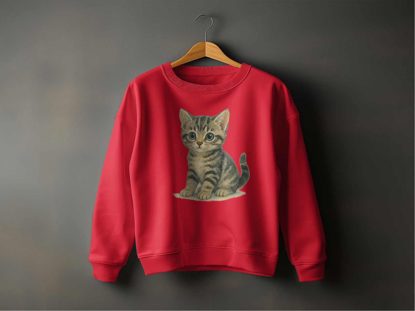 Cute Kitten Graphic Print Red Sweatshirt product type