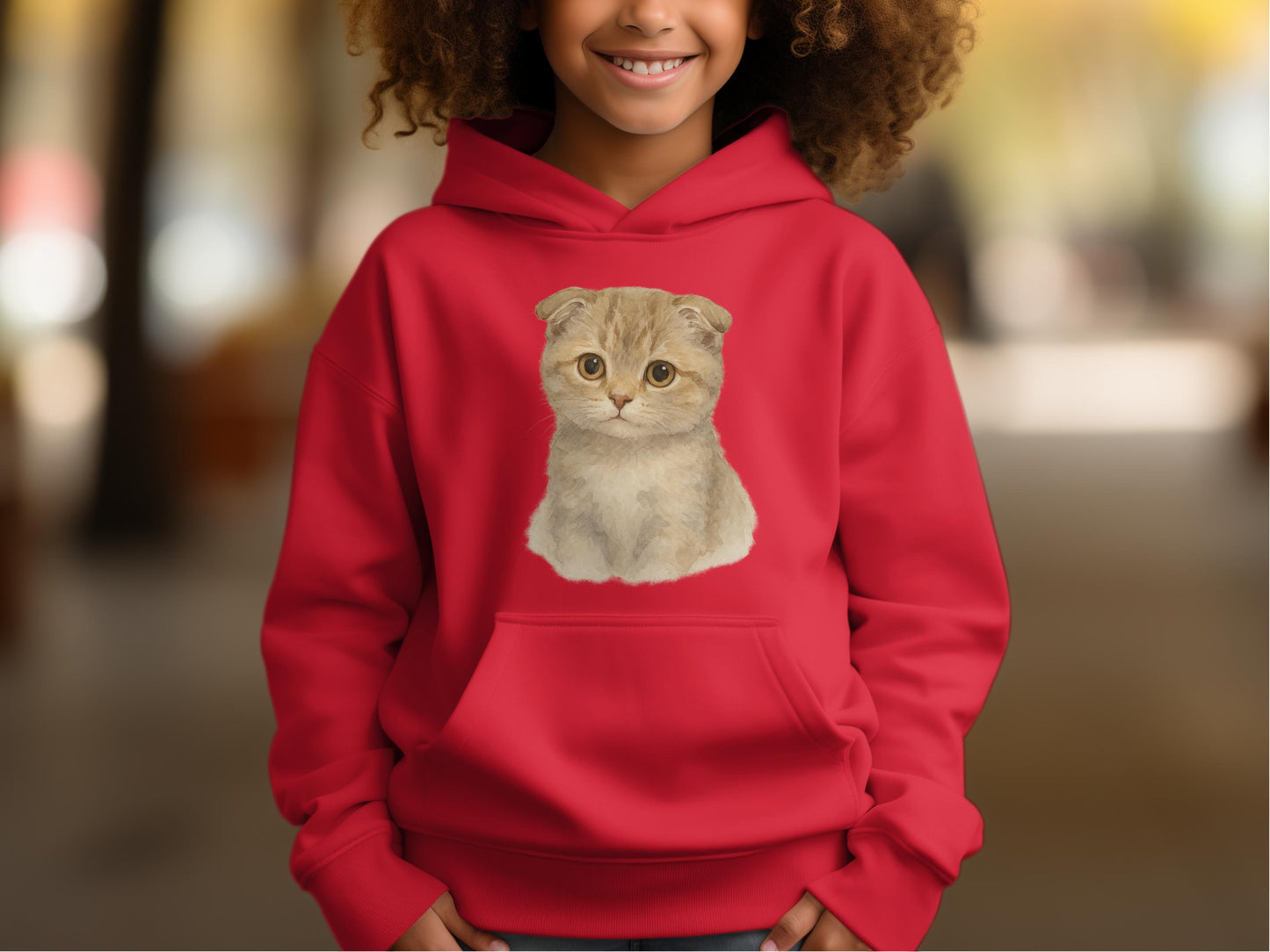 Cute Kitten Design Red Hoodie Cozy Sweatshirt product