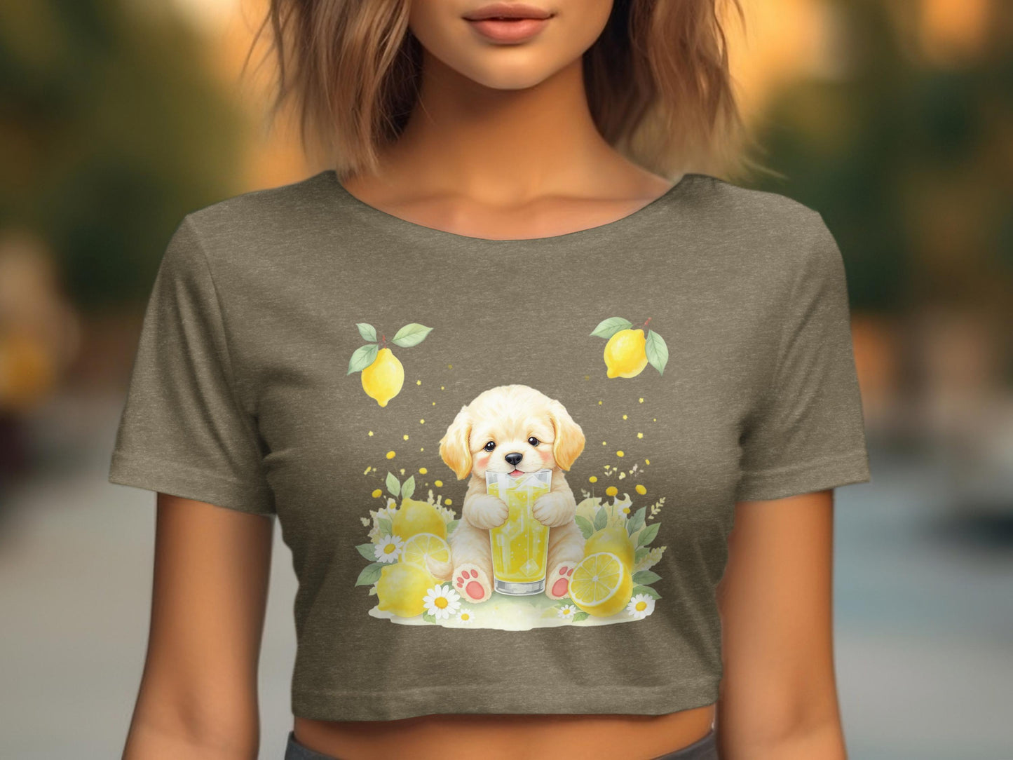 Adorable Puppy with Lemonade Graphic Tee product type
