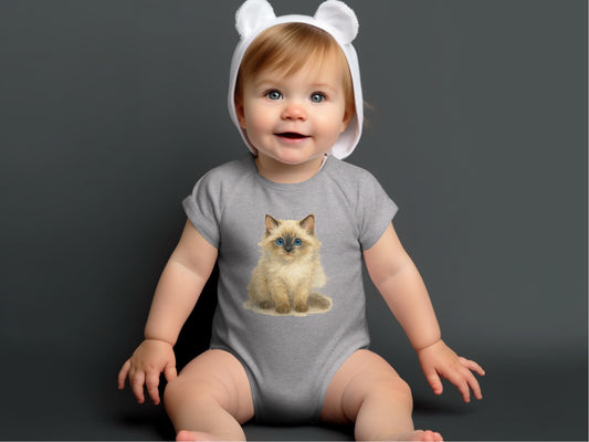 Cute Baby with Fluffy Kitten Onesie for Babies product