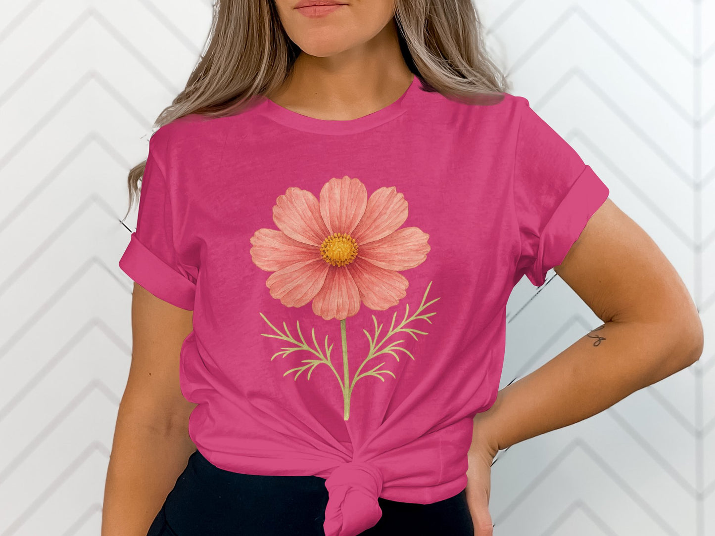 Vibrant Pink T-shirt with Delicate Floral Print product type